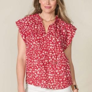 Matilda Jane Good Hart Edgewater Flutter Sleeve Red Leopard Print Top M
